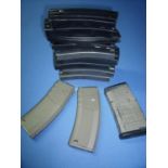 Nine SA80 type 5.56 30 round magazines, two composite 5.56 magazines and a 7.62 composite