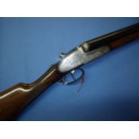 12 bore Arizaga side by side side lock shotgun with 27 3/4 inch barrels and 14 1/2 inch straight