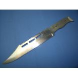 11 1/2 inch bowie type knife, the blade with saw edge top (lacking grips)