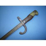 19th C French bayonet with 20 inch blade, the top strap with inscription and date 1877 No 39497 (