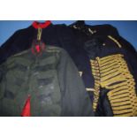 Collection of various Victorian and later part uniforms including a Victorian Artillery overcoat