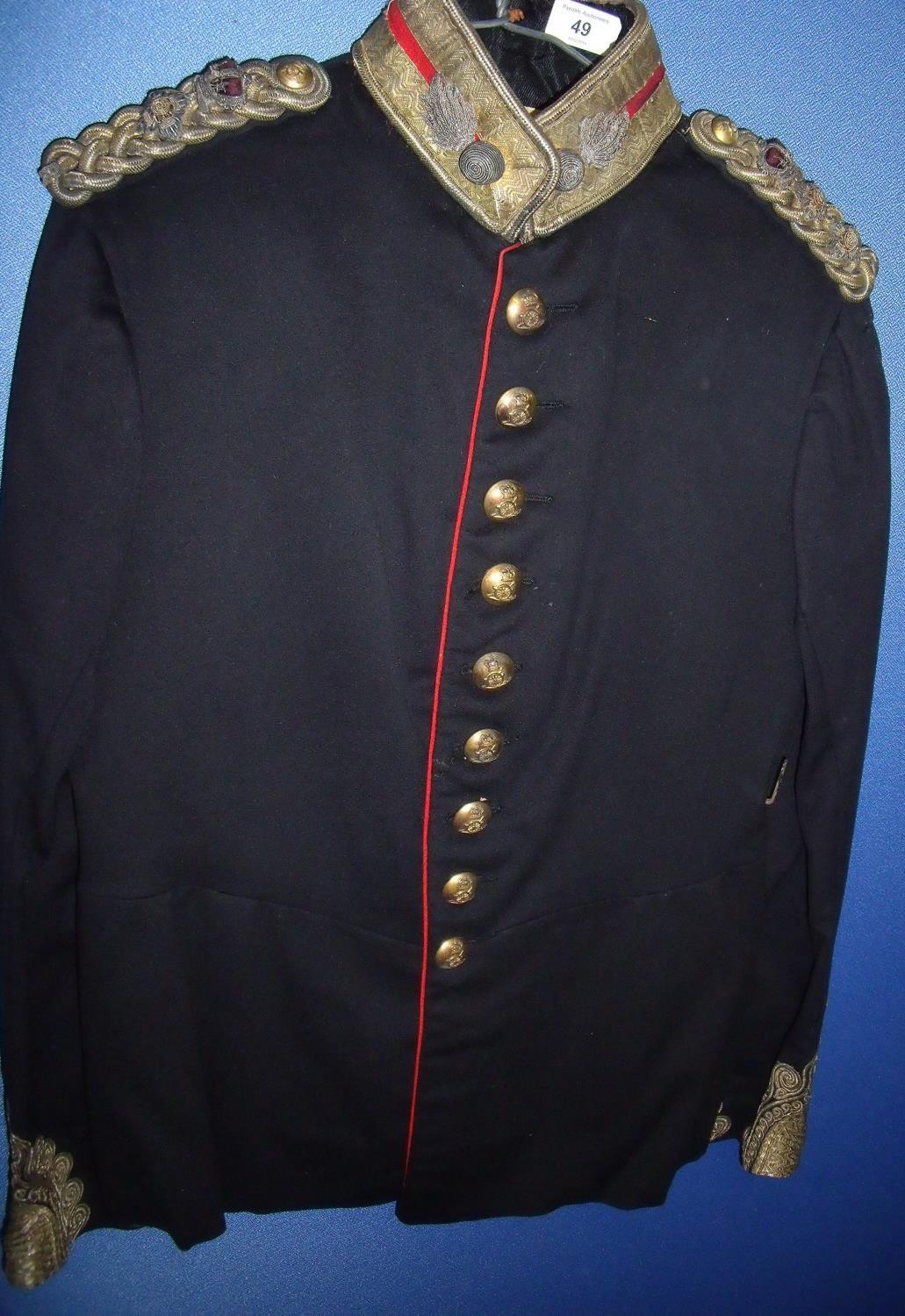 Victorian Lieutenant Colonel Artillery officers tunic with braid work epaulettes and collar dogs