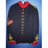 Pre 1914 Artillery Staff Sergeants dress tunic with yellow rope twist epaulettes and brickade to the