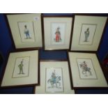 Set of six framed and mounted prints of various Napoleonic era French and British Cavalry (28cm x