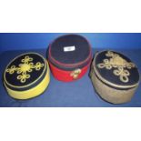 Three Victorian pillbox hats including artillery and Yeomanry (3)