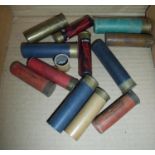 Small selection of vintage shotgun cartridges, cases etc including an Eley 8 bore paper cased