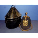 Victorian Royal Artillery Home Service pattern blue cloth helmet with ball finial, complete with