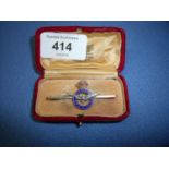 Cased silver & enamel RAF bar brooch