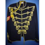 Yeomanry Hussars type Staff Sergeants dress tunic with six tier yellow corded embroidery and