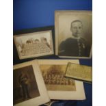 Collection of five Victorian and post WWI framed and mounted photographic prints including unit