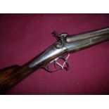 Quality French double barrelled pin fire shotgun with back action plates inscribed Foucher & A Rouen