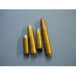 Selection of vintage ammunition including .45 Colt, a Casull .454, a 45-70 and a .458 Win Mag (RFD