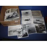 Box containing a quantity of early aviation photographs and photographic prints including many