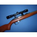 Megtec Model 7022 .22lr semi auto rifle with screw cut barrel for sound moderator, mounted with