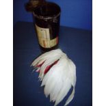 Colonels side socket feather plume in japed metal travel case with original shipping label