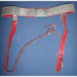 Victorian Yeomanry officers waist belt and sword straps with silver wirework band and buckle with