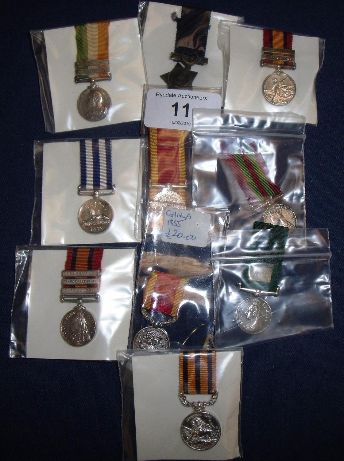 Group of Victorian miniature medals including some re stripes, including Khedive's Star, Afghanistan