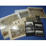 Selection of various original pre WWI photographs including troops exercising, paddling on the