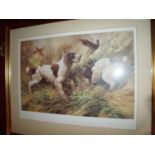 Framed and mounted signed Mick Cawston No 149/850 depicting spaniels & pheasants and another similar