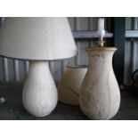 Pair of unusual Studio ware Stoneware table lamps with shades (approx. 60cm high)