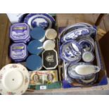 Ringtons blue & white Willow pattern, Ringtons tins and commemorative ware, other blue & white and a