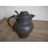 19th C pewter jug with hinged lid (22cm high)