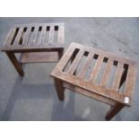 Two oak luggage stands