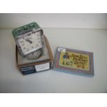 Boxed John Bull Printing Outfit No 8 and a boxed Ingersoll Revally 'On Time' clock (2)