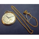 Circa 1920's 9ct gold cased open faced pocket watch with secondary dial marked Swiss made, with