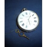 J.W. Benson of London, London 1896 silver hallmarked open faced pocket watch with secondary dial and