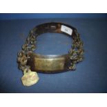 early 19th C large dogs collar with chain link side panels and adjustable size metal plate to the