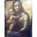Large Leonardo da Vinci exhibition poster "faith and love" length October 2008- 4th January 2009 (