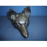 19th C heavy cast iron foxes mask (15cm x 12cm x 14cm)