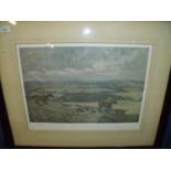 Framed and mounted coloured signed Lionel Edwards hunting print (77cm x 64cm)