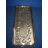 Arts and Crafts Newlyn school copper rectangular tray with embossed floral detail (52.5cm x 22cm)