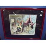 Large coloured cartoon print "Lampooning the Prince of Wales and his mistress Mrs Fitzherbert" by