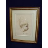 Framed and mounted Pietro Annigoni ladies head portrait sketch signed Pietro Annigoni (55cm x 68cm