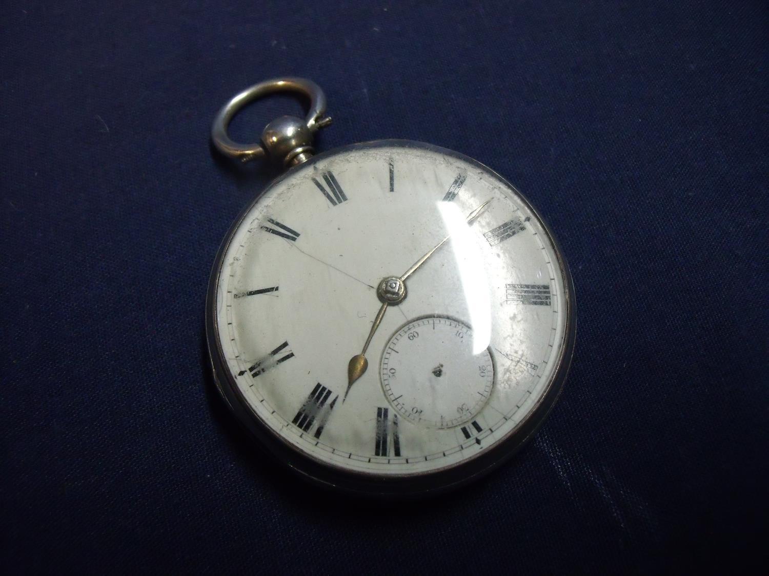 London silver hallmarked cased pocket watch with white enamel dial, movement marked no. 45006