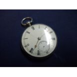 London silver hallmarked cased pocket watch with white enamel dial, movement marked no. 45006