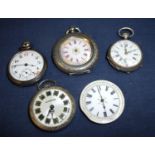 Selection of various ladies fob watches including silver cased movements etc.