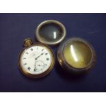 Gold plated Thomas Russel and son of Liverpool open face pocket watch with secondary dial with two