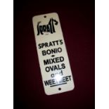 Rectangular enamel Spratt's finger plate advertising Bonio Mix Ovals and Wheetmeet