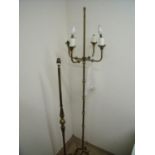 Brass four branch standard lamp and another (2)