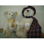 Two modern Steiff teddy bears including Millenium Bear and a Scots tartan bear with growler (2)