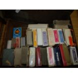 19th C wooden box containing a large selection of various vintage playing cards