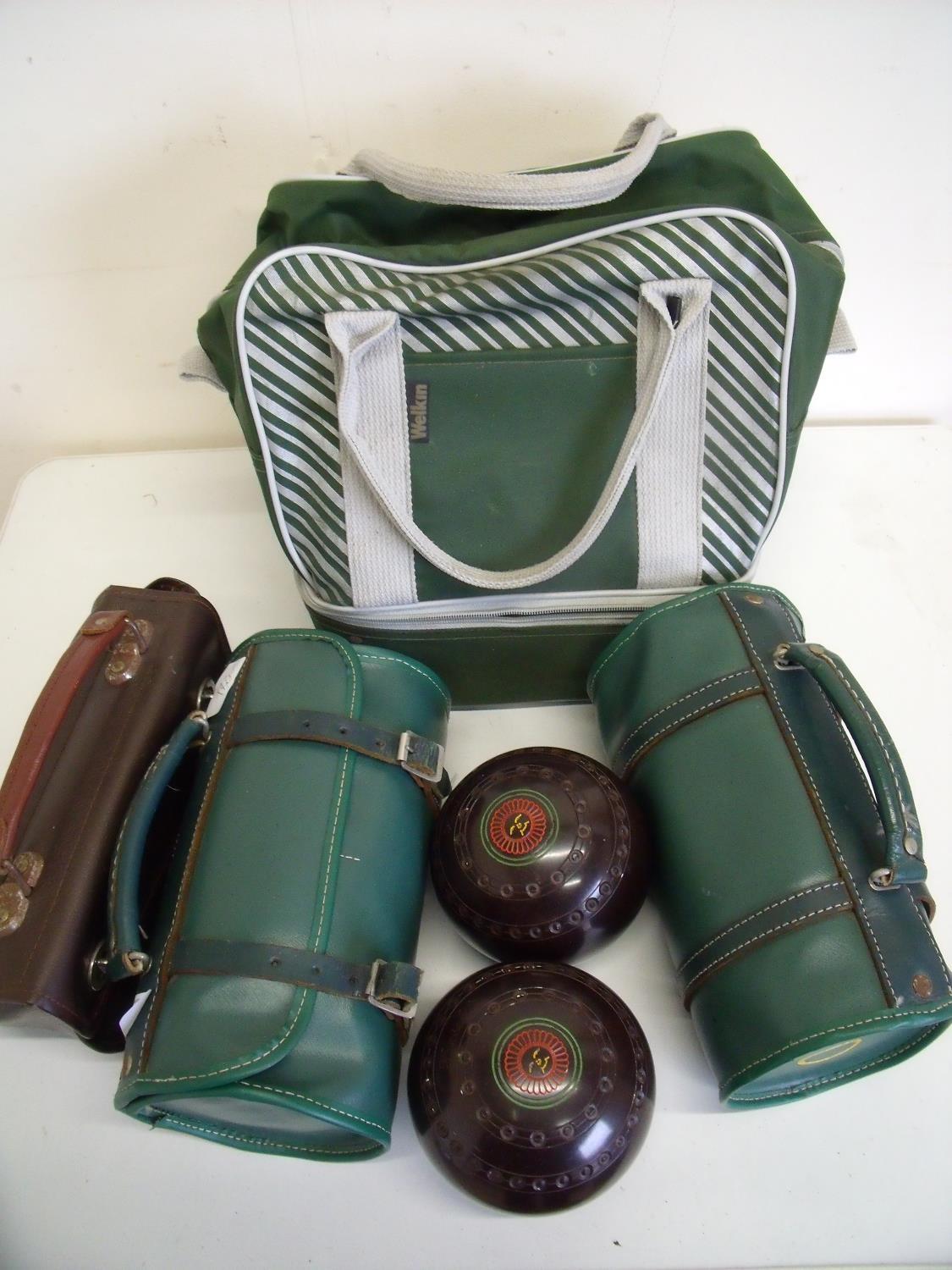 Selection of various vintage bowls with carry cases