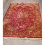 Large red and gold rectangular rug (208cm x 126cm)