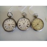 Continental silver cased pocket watch no.49799, another similar pocket watch no.772374 and a shock