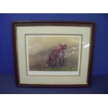 Framed and mounted signed limited edition NO 95-300 Robert E Fuller print of a fox 48x47cm including