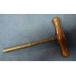 Large nipple key with turned wood handle